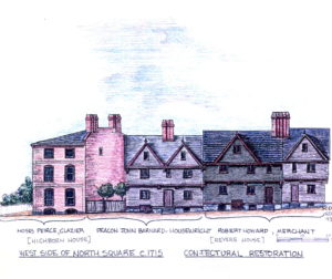 color drawing of row houses