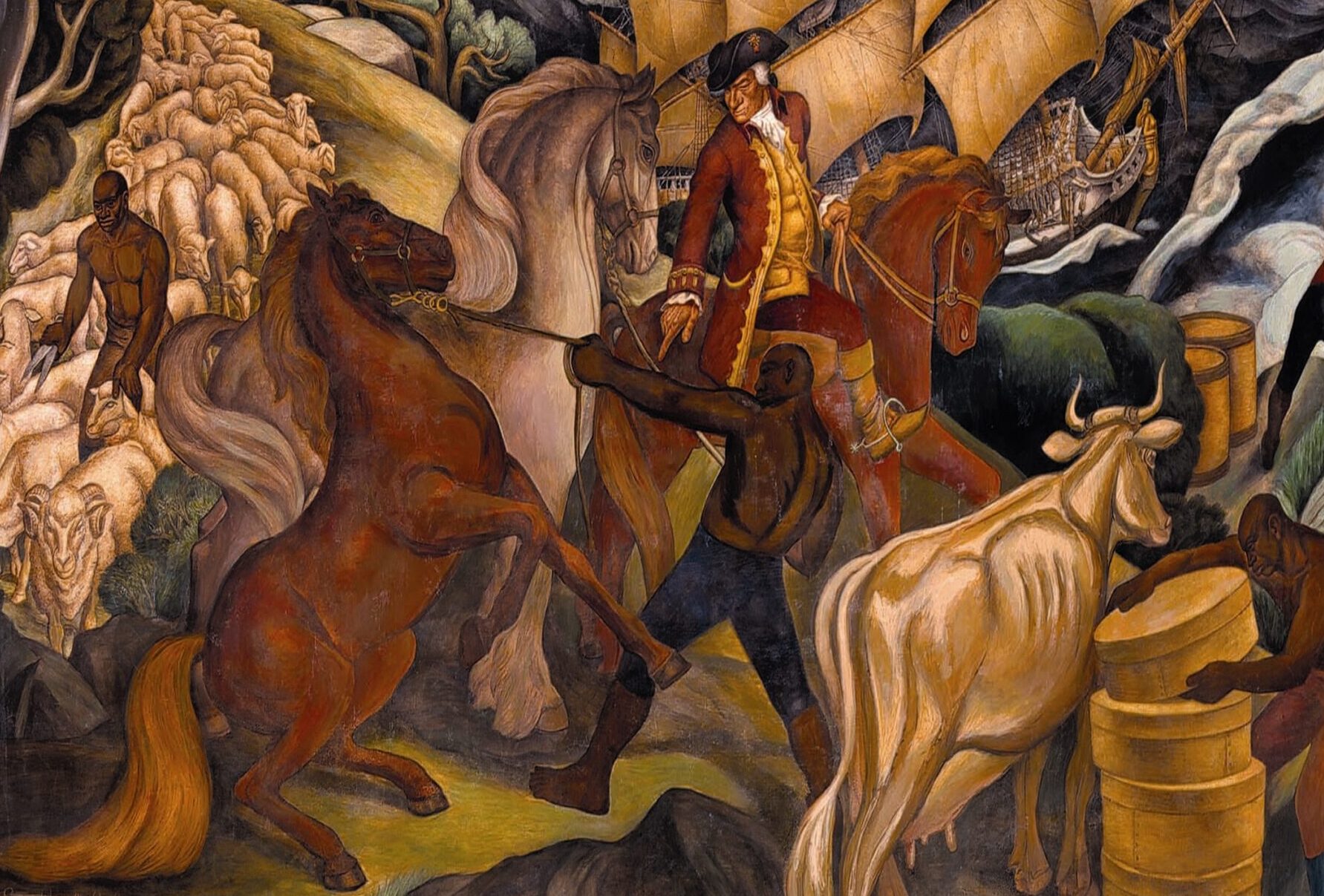 A mural depicting a Narraganset Pacer horse